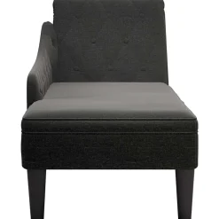 vidaXL Chaise longue met kussen en rechterarmleuning stof zwart