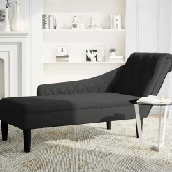 vidaXL Chaise longue met kussen en rechterarmleuning stof zwart