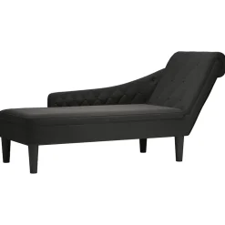 vidaXL Chaise longue met kussen en rechterarmleuning stof zwart