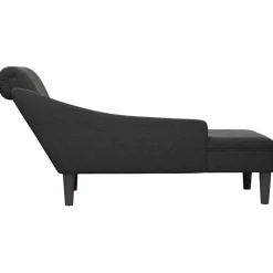 vidaXL Chaise longue met kussen en rechterarmleuning stof zwart