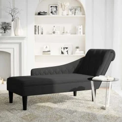 vidaXL Chaise longue met kussen en rechterarmleuning stof zwart