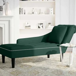 vidaXL Chaise longue met kussen&rechterarmleuning fluweel donkergroen