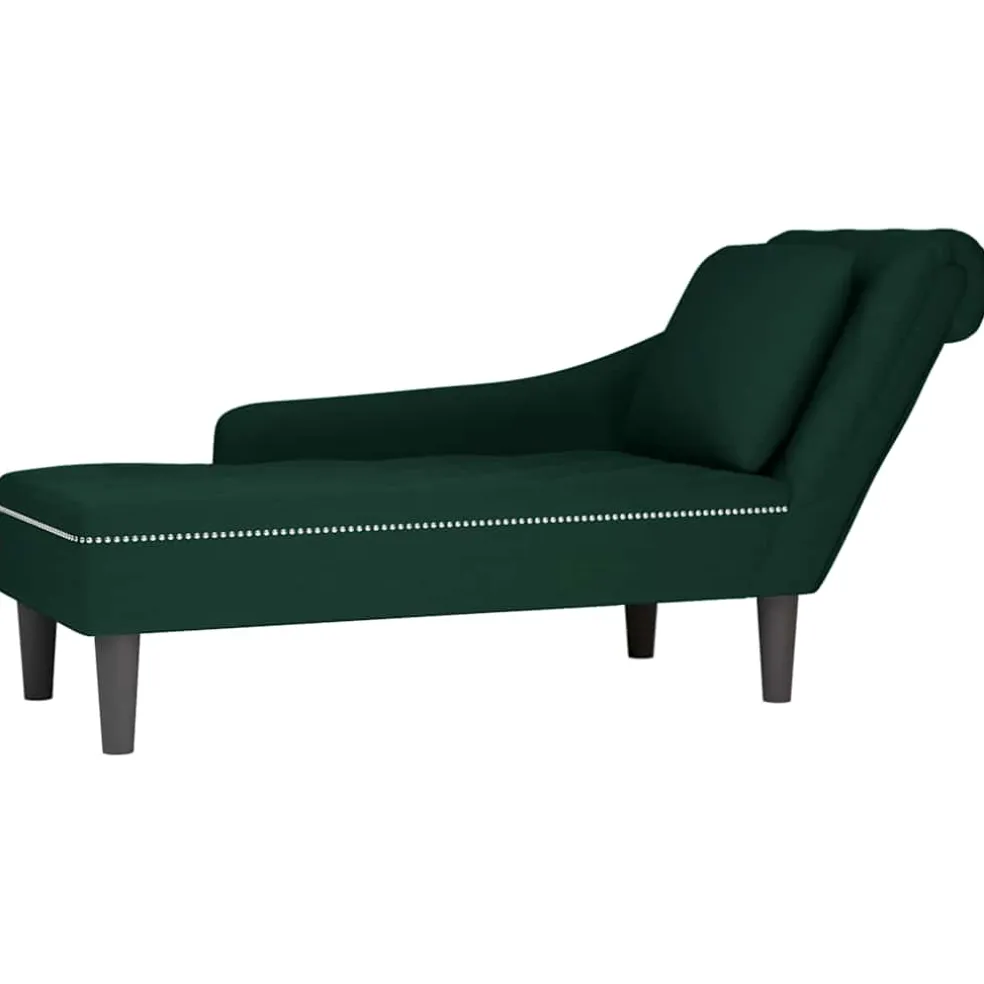vidaXL Chaise longue met kussen&rechterarmleuning fluweel donkergroen