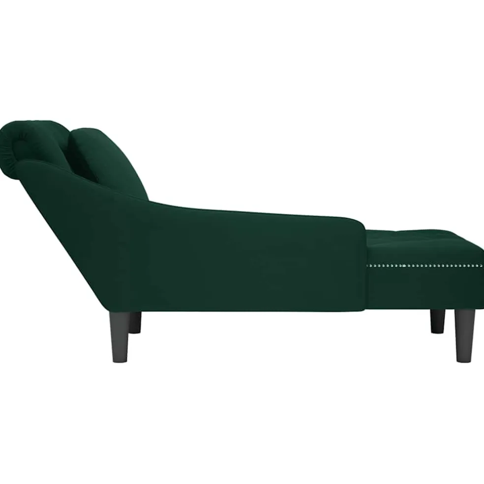 vidaXL Chaise longue met kussen&rechterarmleuning fluweel donkergroen