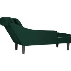 vidaXL Chaise longue met kussen&rechterarmleuning fluweel donkergroen