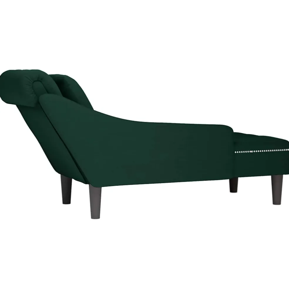 vidaXL Chaise longue met kussen&rechterarmleuning fluweel donkergroen