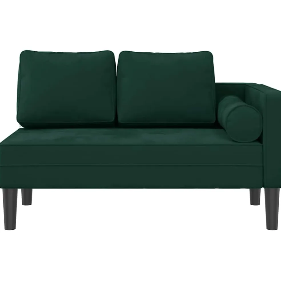 vidaXL Chaise longue met kussens fluweel donkergroen