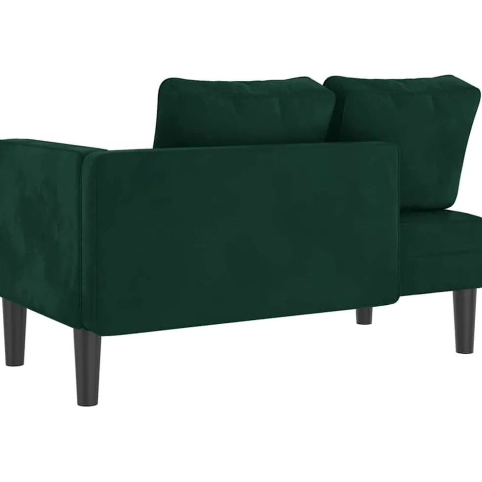 vidaXL Chaise longue met kussens fluweel donkergroen