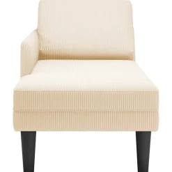 vidaXL Chaise longue met kussen corduroy stof crèmekleurig
