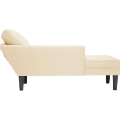 vidaXL Chaise longue met kussen corduroy stof crèmekleurig