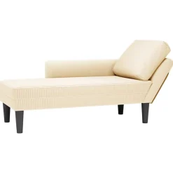 vidaXL Chaise longue met kussen corduroy stof crèmekleurig