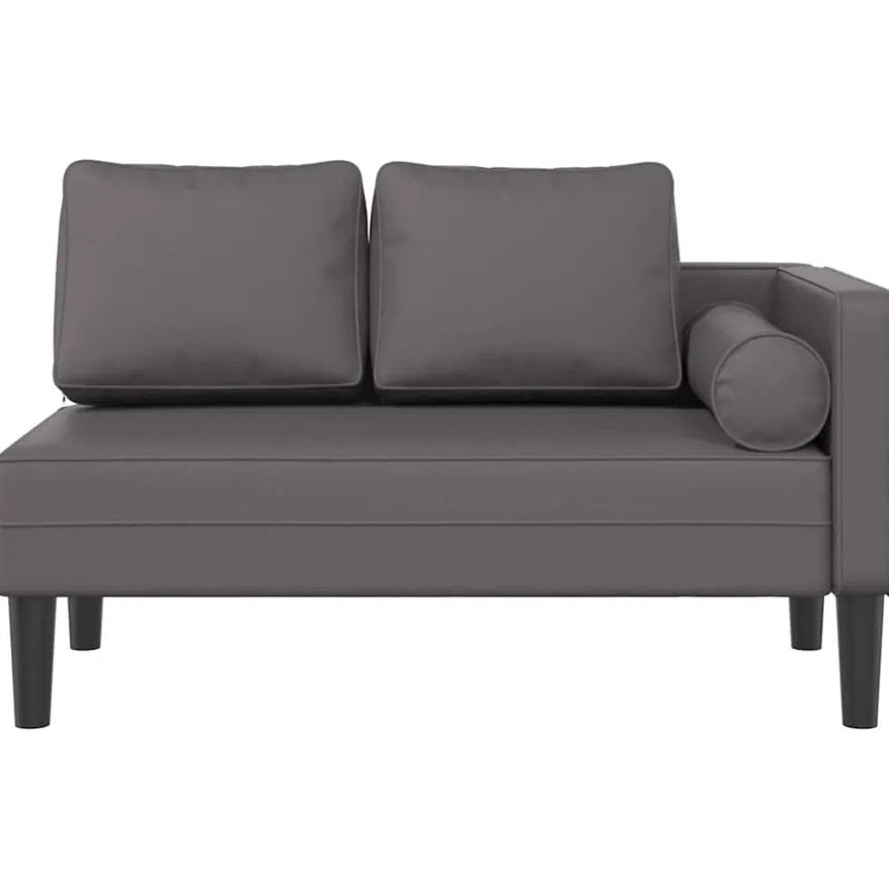 vidaXL Chaise longue met kussens kunstleer grijs