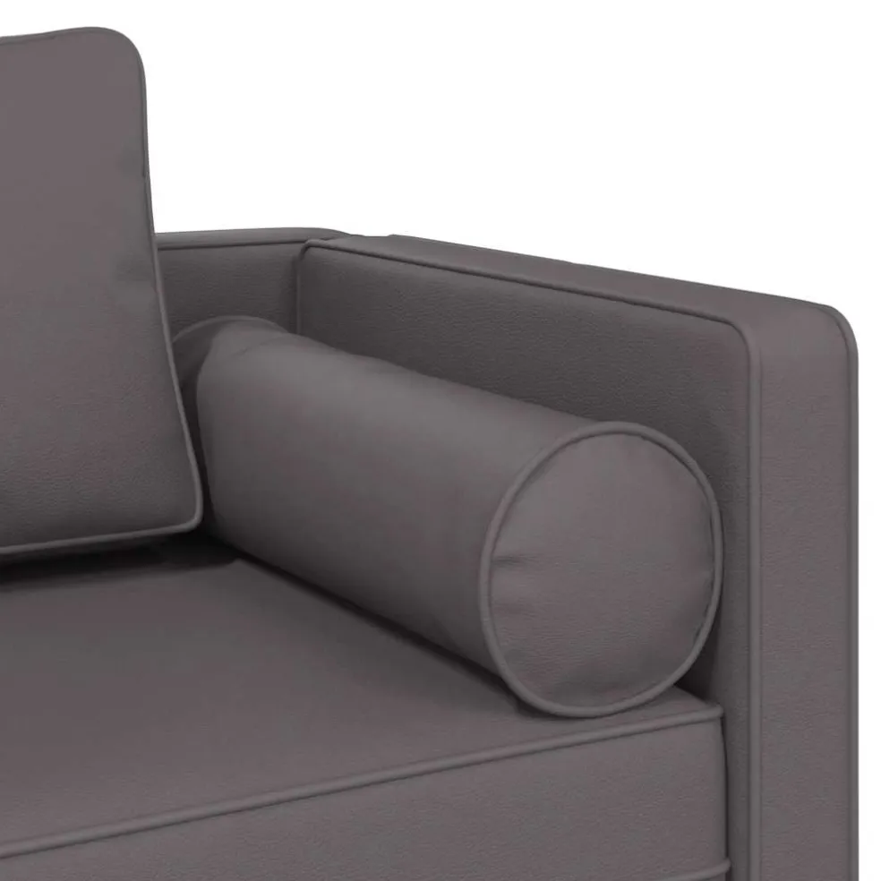 vidaXL Chaise longue met kussens kunstleer grijs