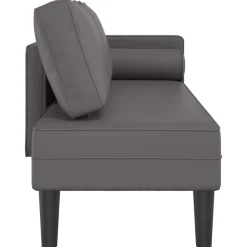 vidaXL Chaise longue met kussens kunstleer grijs