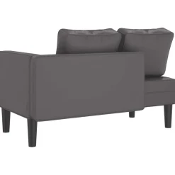 vidaXL Chaise longue met kussens kunstleer grijs