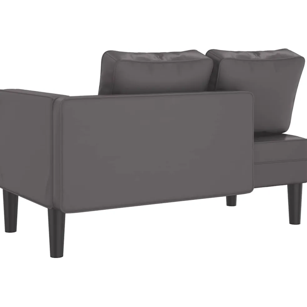 vidaXL Chaise longue met kussens kunstleer grijs