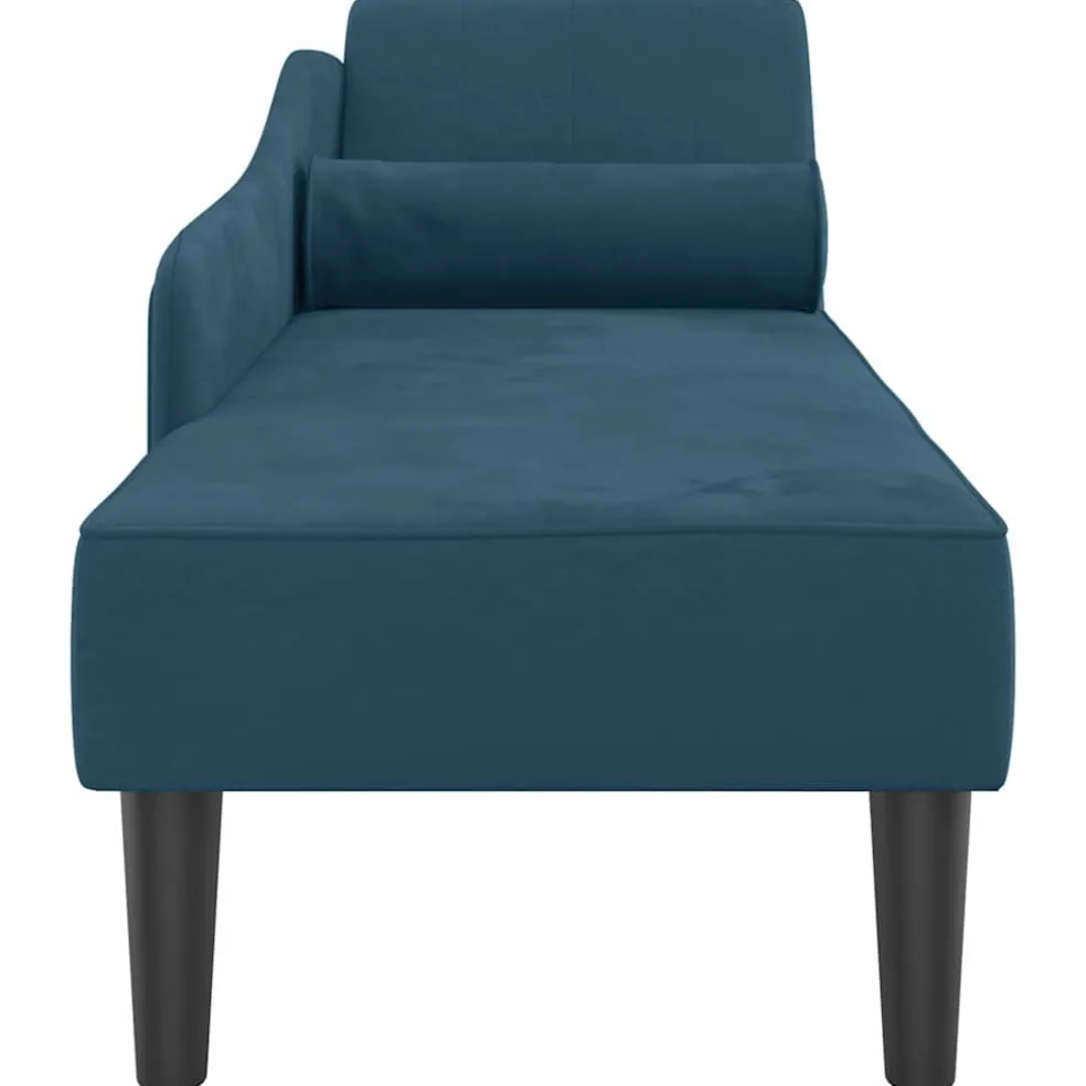 vidaXL Chaise longue met kussens fluweel blauw