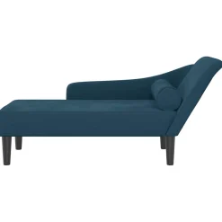 vidaXL Chaise longue met kussens fluweel blauw