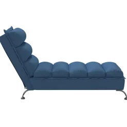 vidaXL Chaise longue met kussens stof blauw