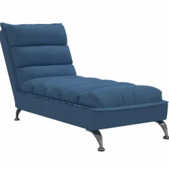 vidaXL Chaise longue met kussens stof blauw