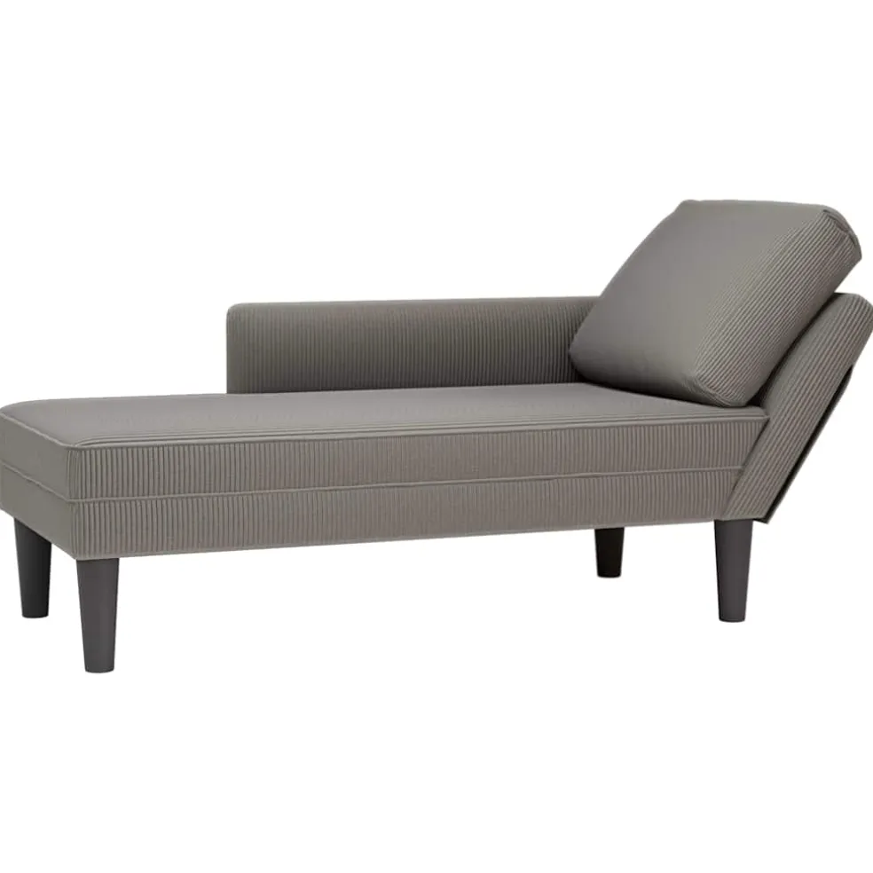 vidaXL Chaise longue met kussen corduroy stof lichtgrijs