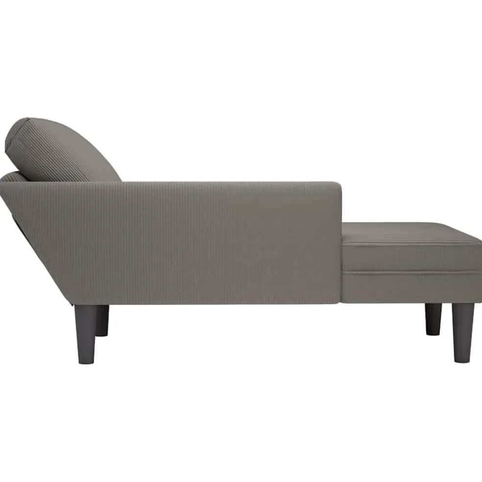 vidaXL Chaise longue met kussen corduroy stof lichtgrijs