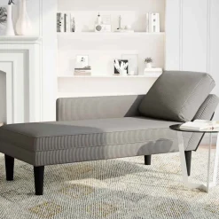 vidaXL Chaise longue met kussen corduroy stof lichtgrijs