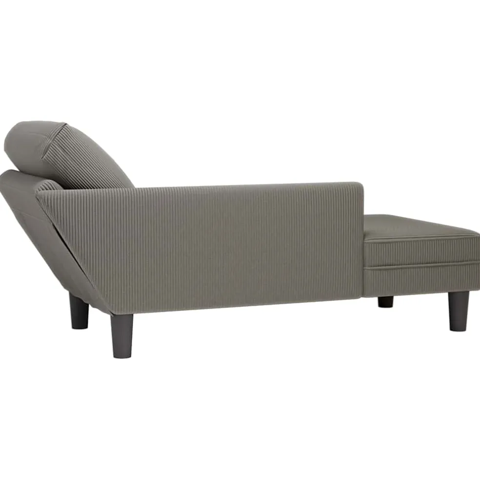 vidaXL Chaise longue met kussen corduroy stof lichtgrijs