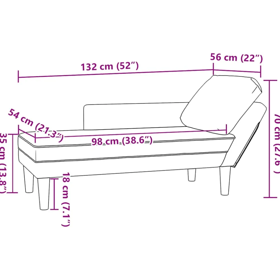vidaXL Chaise longue met kussen corduroy stof lichtgrijs
