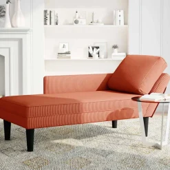 vidaXL Chaise longue met kussen corduroy stof rood oranje