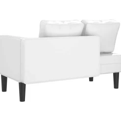 vidaXL Chaise longue met kussens kunstleer wit