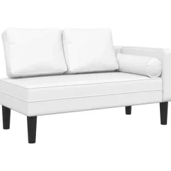 vidaXL Chaise longue met kussens kunstleer wit