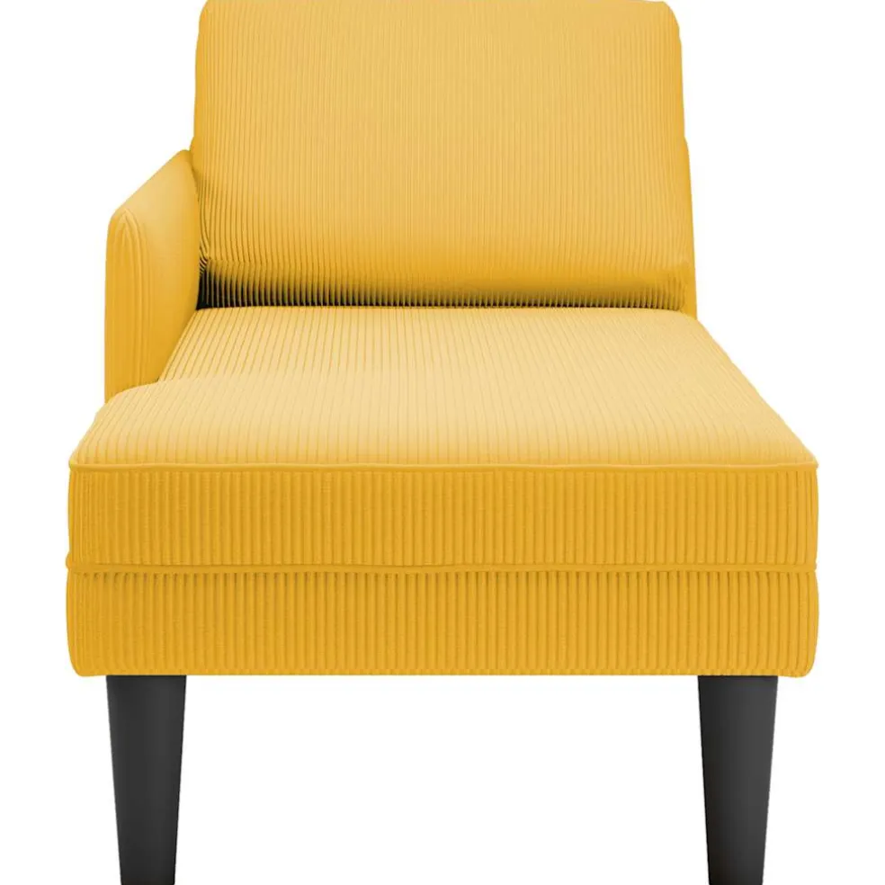 vidaXL Chaise longue met kussen corduroy stof lichtgeel