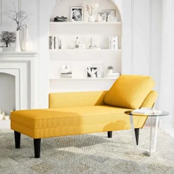 vidaXL Chaise longue met kussen corduroy stof lichtgeel