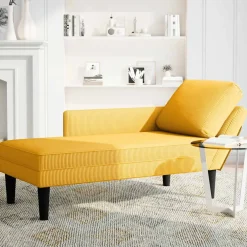 vidaXL Chaise longue met kussen corduroy stof lichtgeel