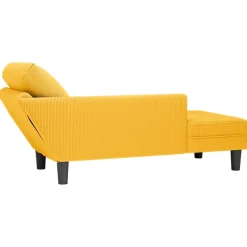 vidaXL Chaise longue met kussen corduroy stof lichtgeel