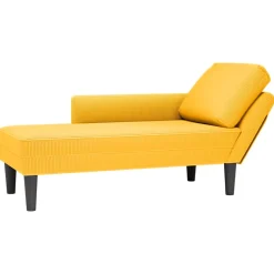 vidaXL Chaise longue met kussen corduroy stof lichtgeel