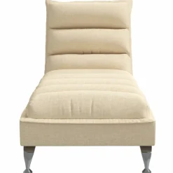 vidaXL Chaise longue met kussens stof crèmekleurig