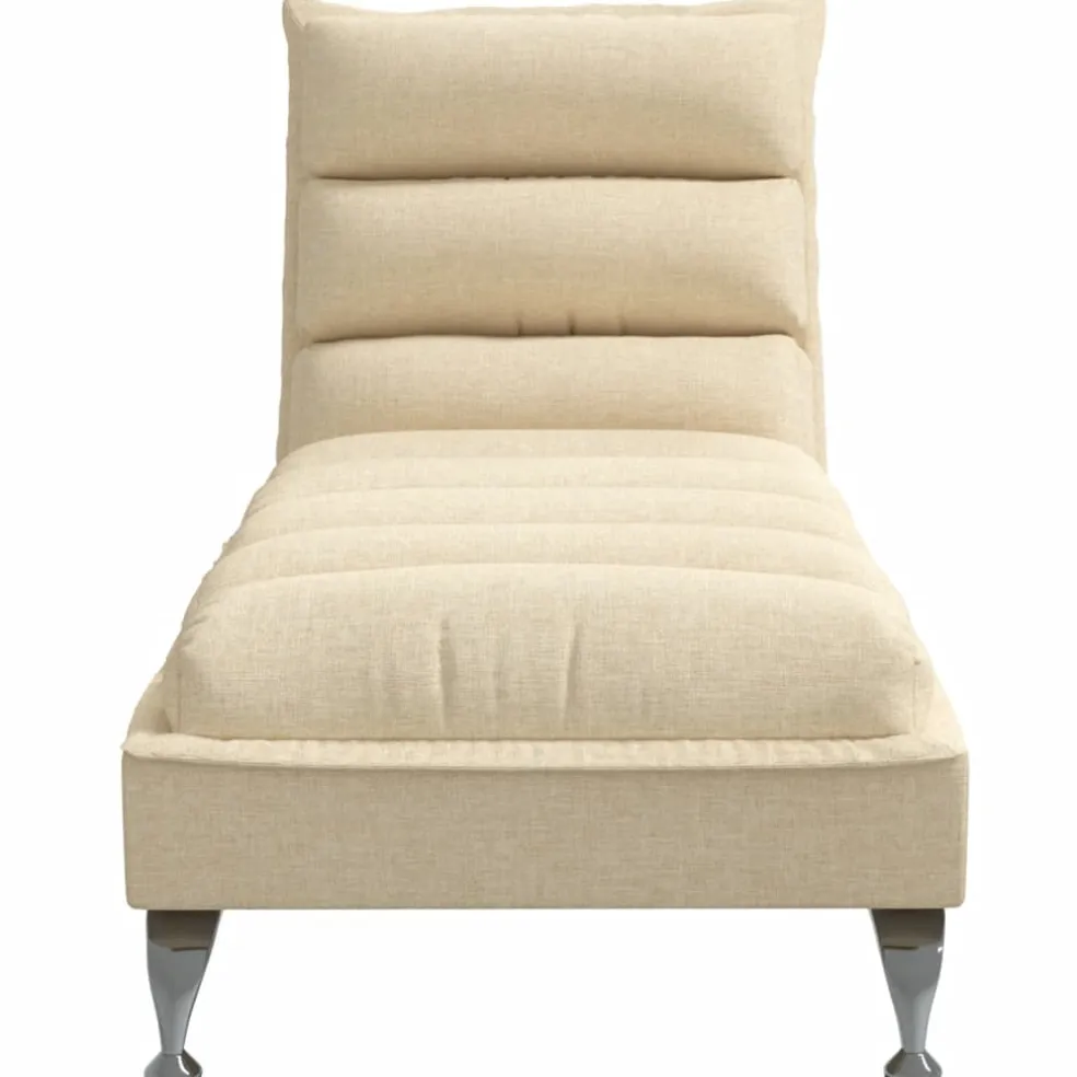 vidaXL Chaise longue met kussens stof crèmekleurig