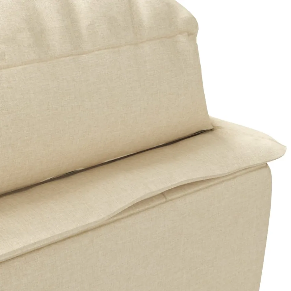 vidaXL Chaise longue met kussens stof crèmekleurig