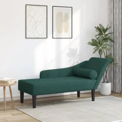 vidaXL Chaise longue met kussens stof donkergroen