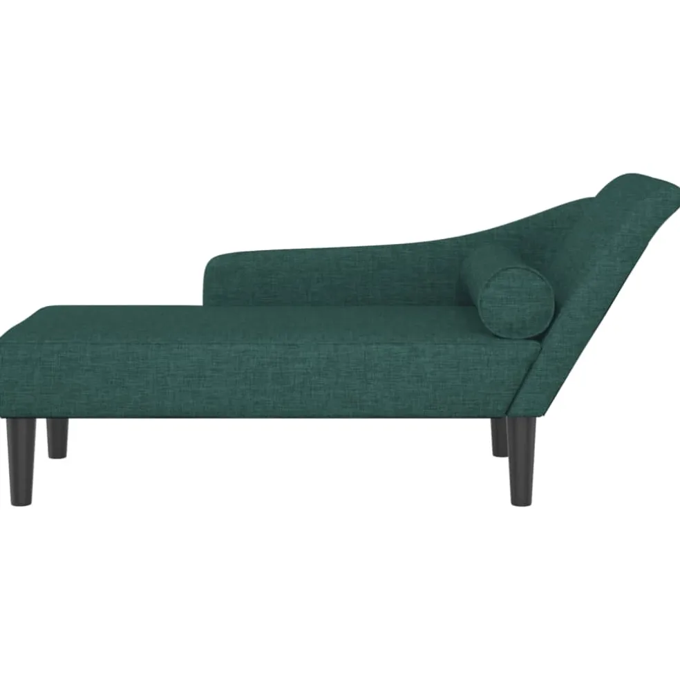 vidaXL Chaise longue met kussens stof donkergroen