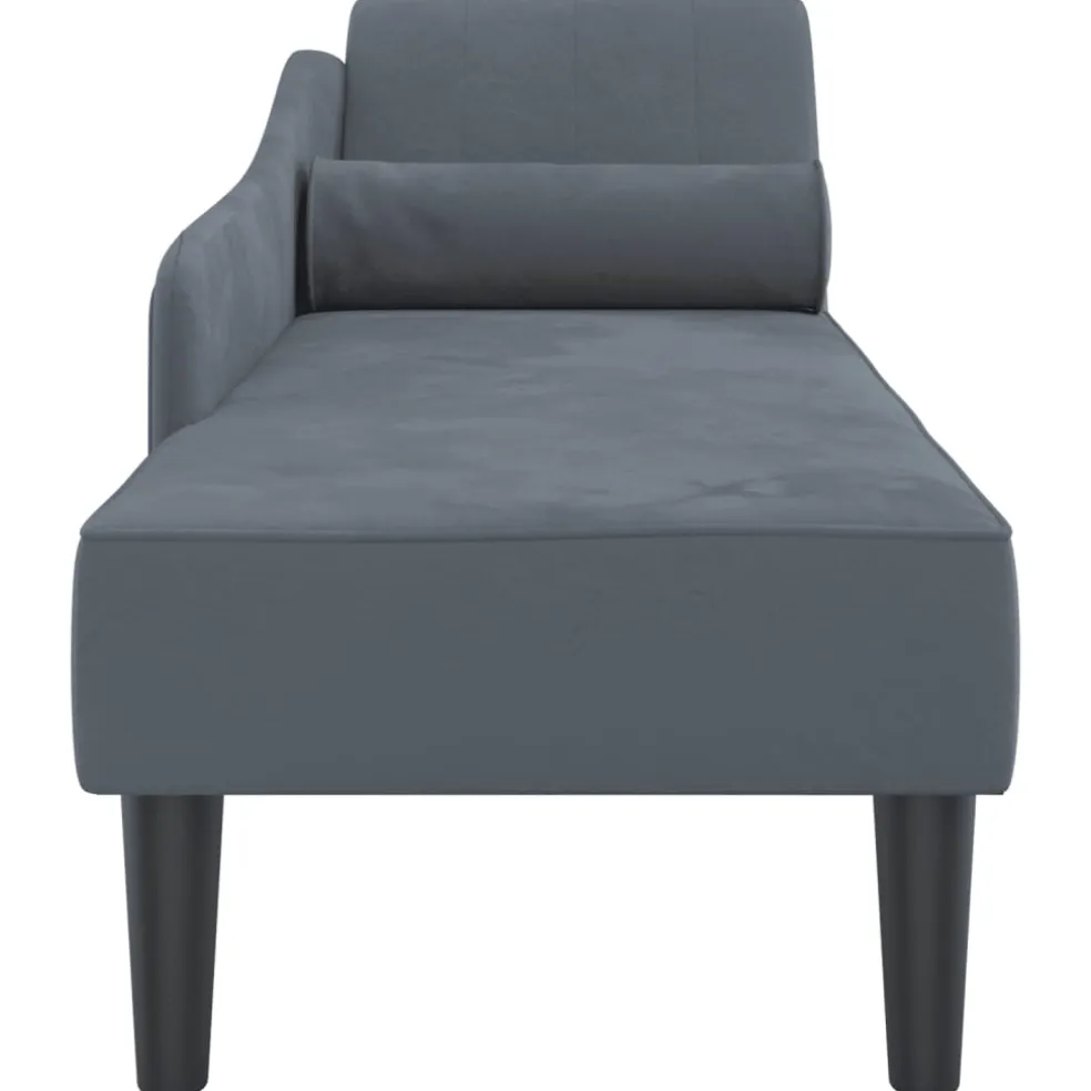 vidaXL Chaise longue met kussens fluweel donkergrijs
