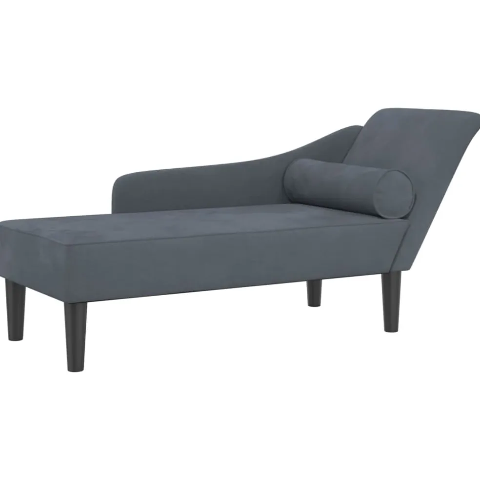 vidaXL Chaise longue met kussens fluweel donkergrijs
