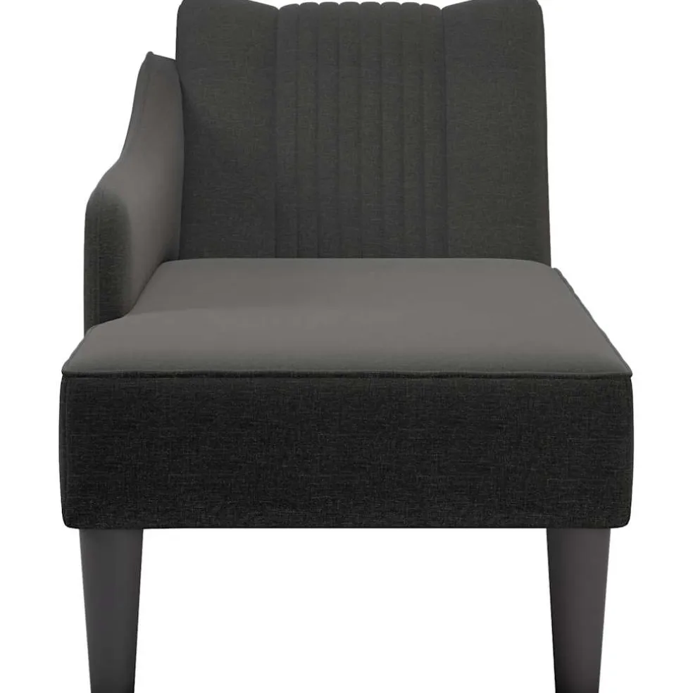 vidaXL Chaise longue met rechterarmleuning stof zwart