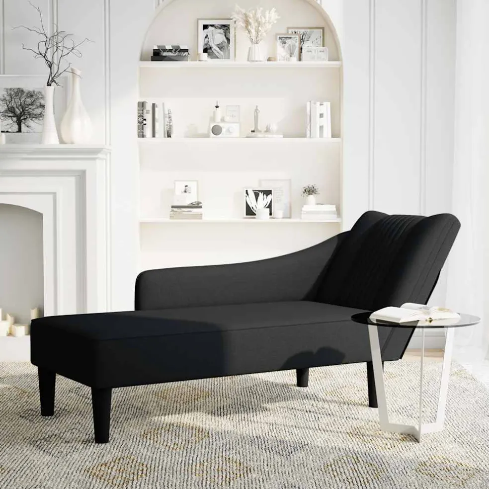 vidaXL Chaise longue met rechterarmleuning stof zwart