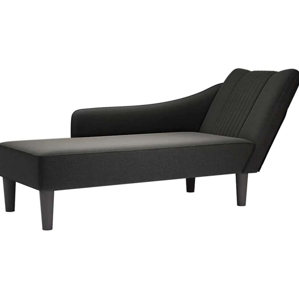 vidaXL Chaise longue met rechterarmleuning stof zwart