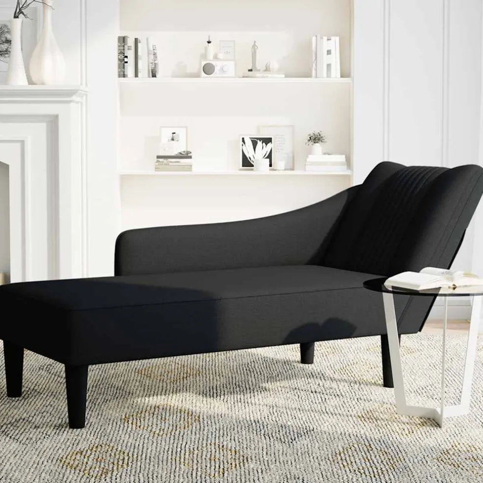 vidaXL Chaise longue met rechterarmleuning stof zwart