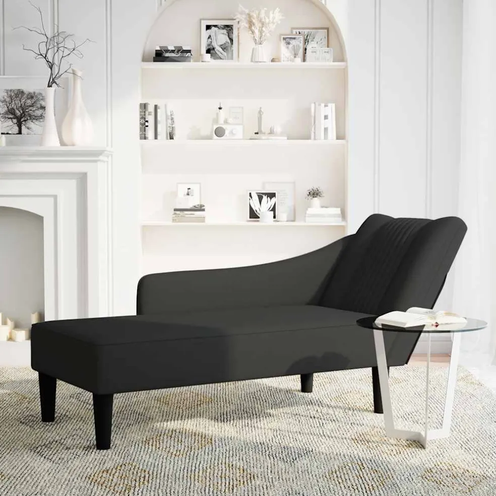 vidaXL Chaise longue met rechterarmleuning fluweel zwart