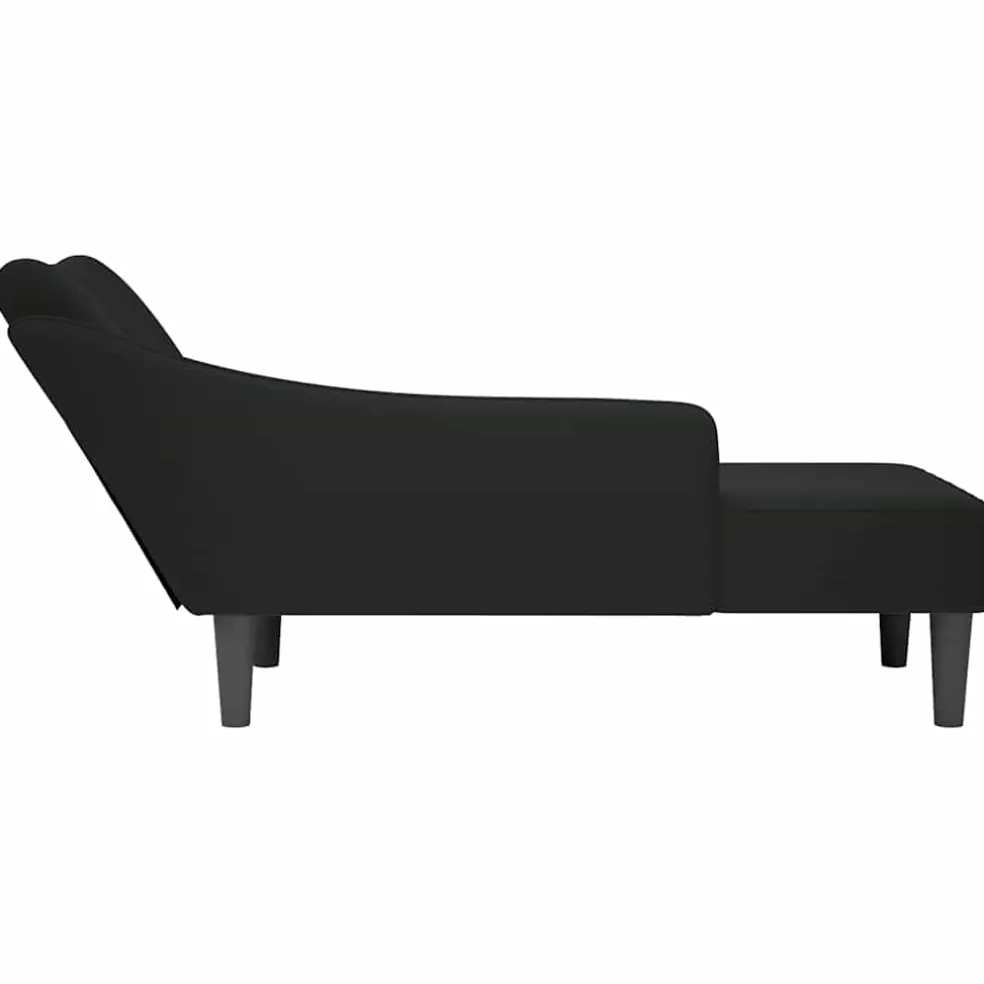 vidaXL Chaise longue met rechterarmleuning fluweel zwart